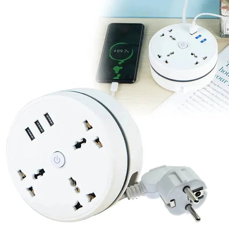 EU Plug AC Outlet Smart Home Power Strip – Multipurpose Electrical Extension Cord with USB Ports & Fast Charging - Crazy_GadgetFFFFFCrazy_Gadget