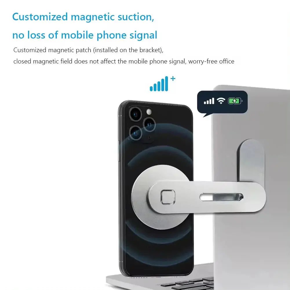 Metal Expansion Phone Stand for Laptop and Tesla Vehicles - Magnetic Folding Phone Holder with 15W Fast Charger - Crazy_GadgetMetal Expansion Phone Stand for Laptop and Tesla Vehicles - Magnetic Folding Phone Holder with 15W Fast ChargerCrazy_Gadget